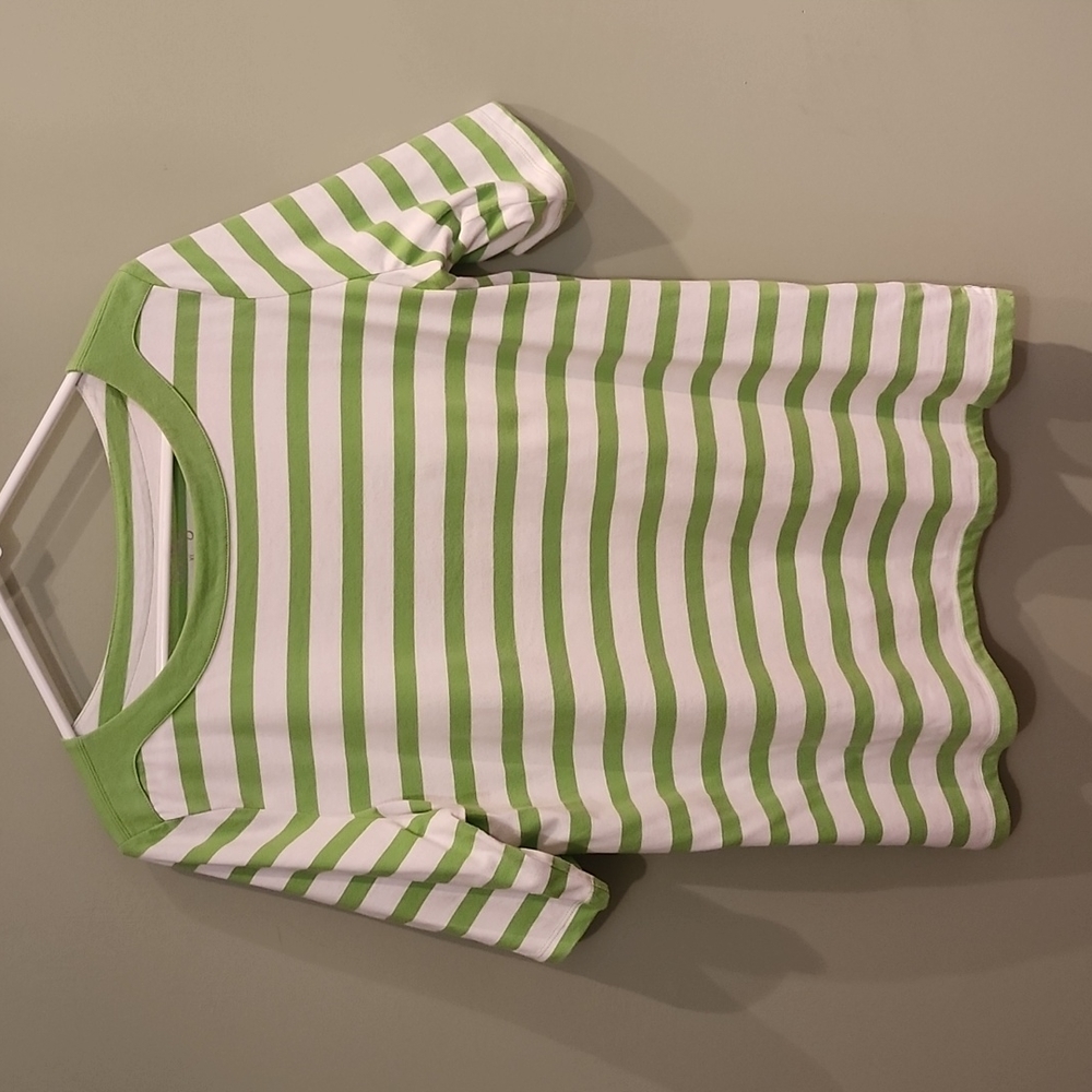 FINAL DROP Coral Bay Green and White Striped Top